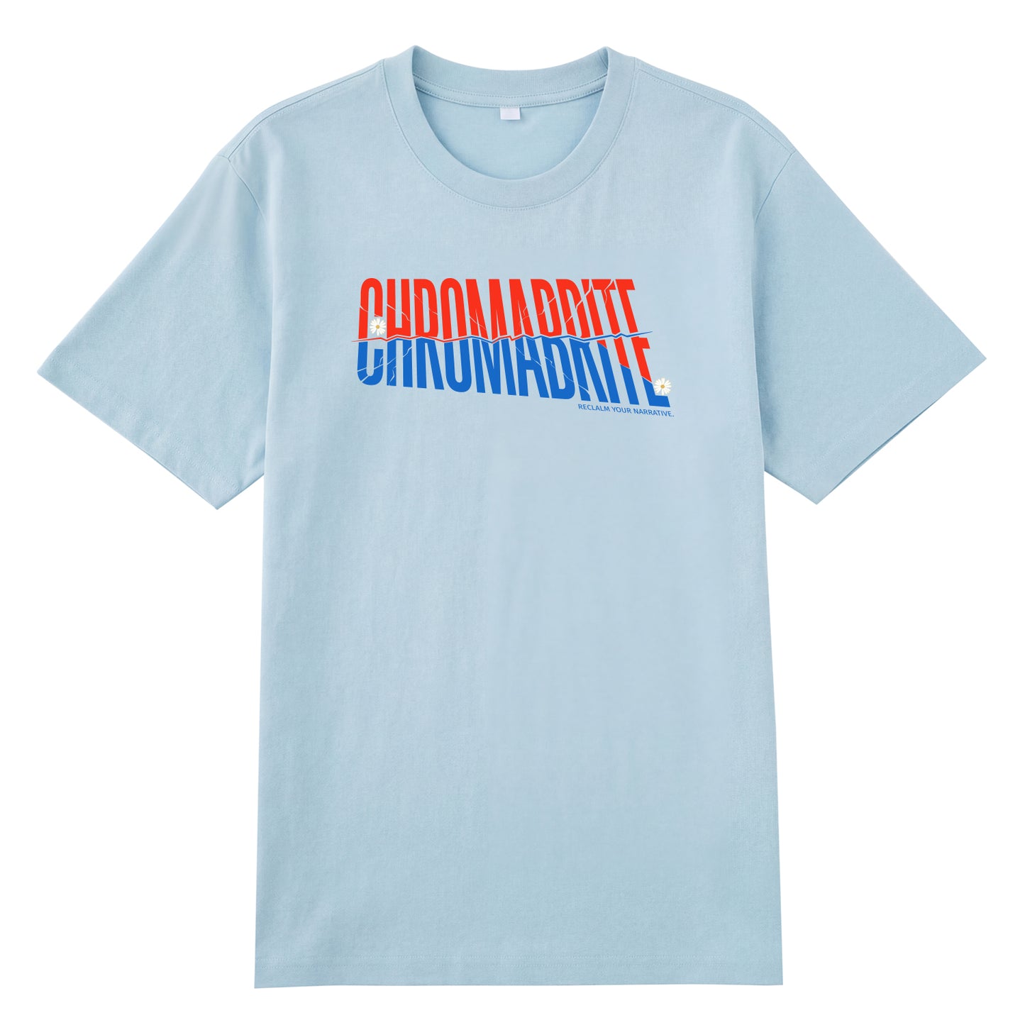 Alternate angle of blue t恤 featuring Diagonal Narrative Wordmark Staple Tee