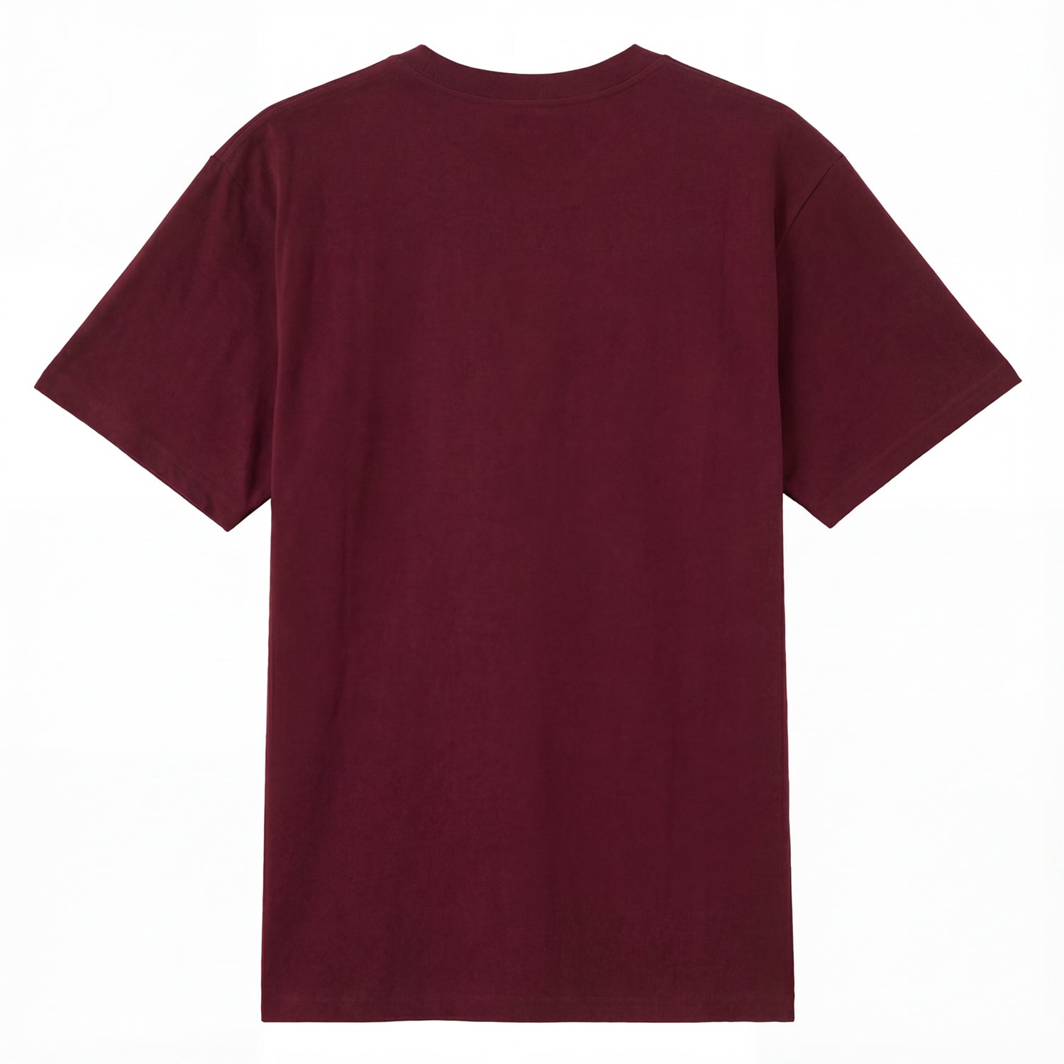Back view of red t恤 featuring Diagonal Narrative Wordmark Staple Tee