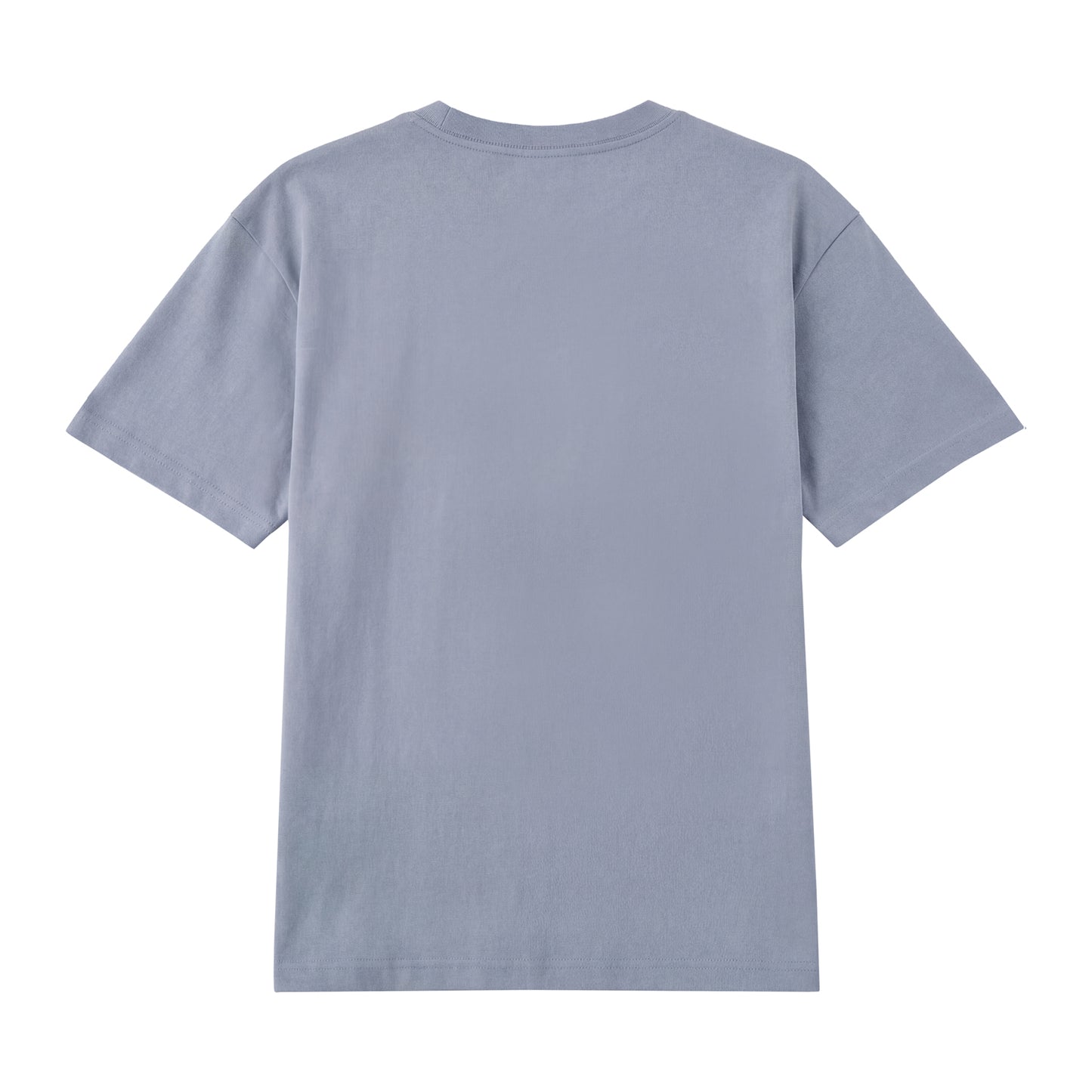 Back view of blue t恤 featuring Diagonal Narrative Wordmark Staple Tee - 展示3