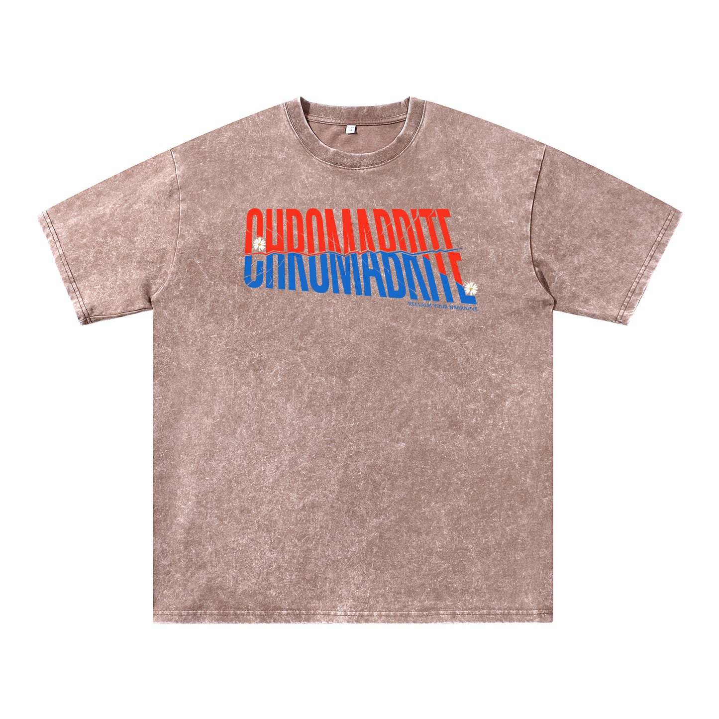 Detail view of brown t恤 featuring Diagonal Narrative Wordmark Vintage Tee