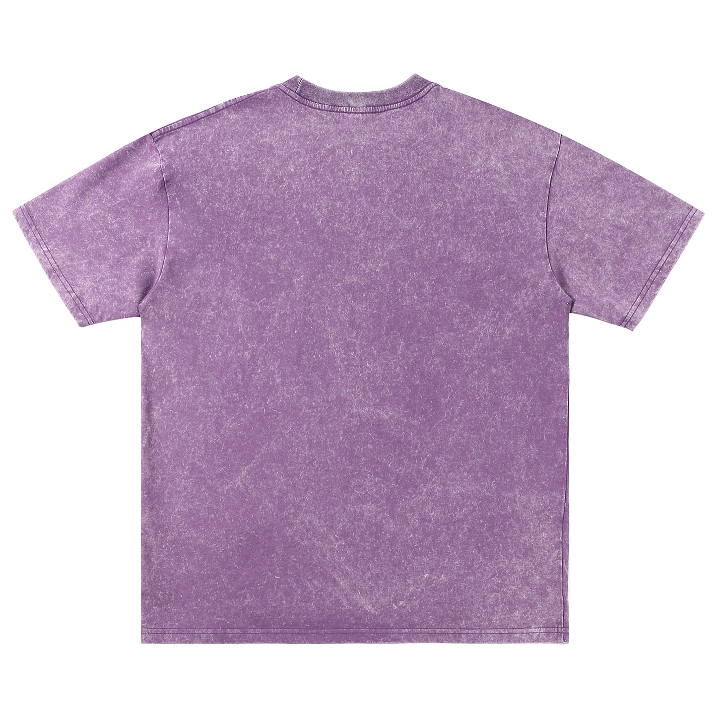 Back view of purple t恤 featuring Diagonal Narrative Wordmark Vintage Tee
