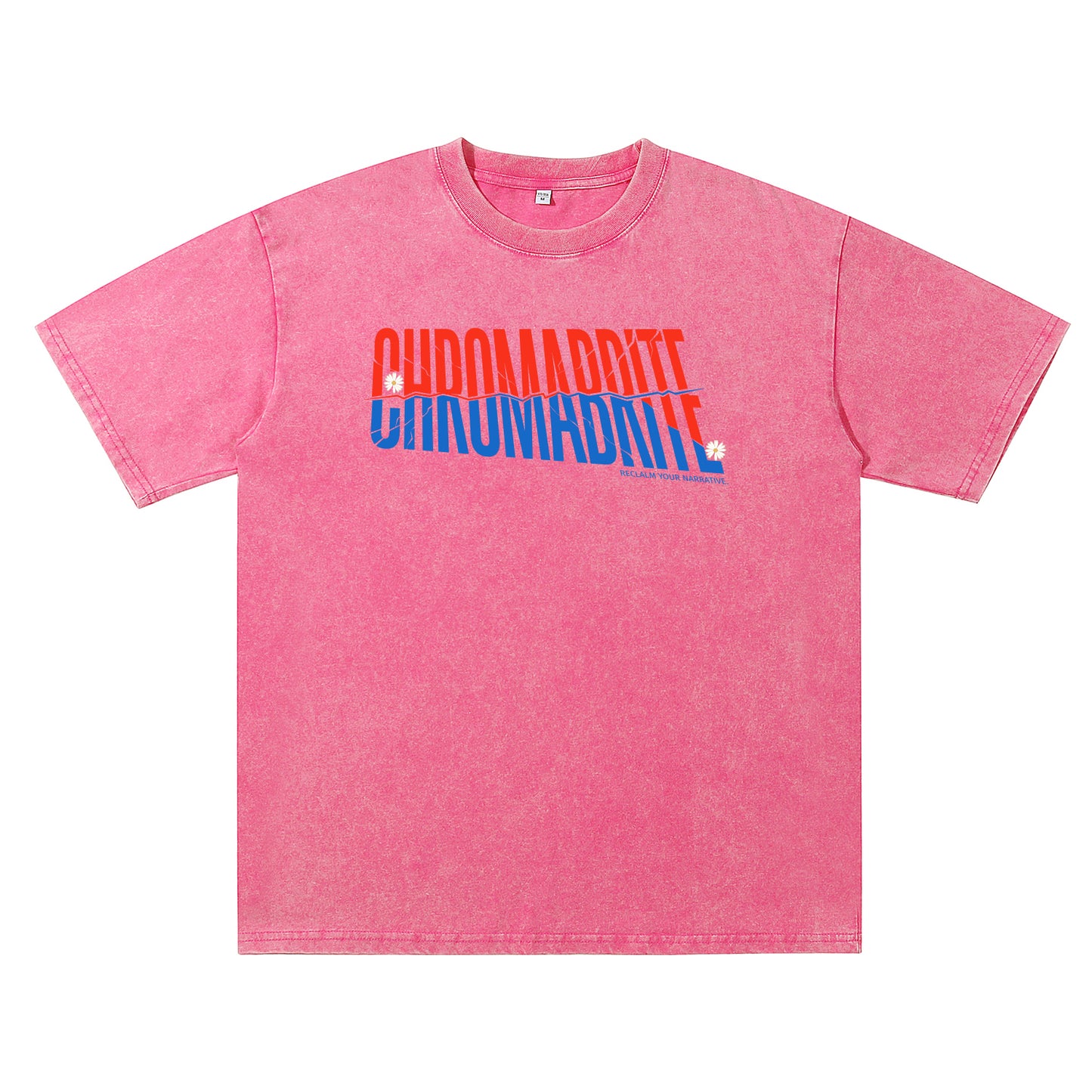 Alternate angle of red t恤 featuring Diagonal Narrative Wordmark Vintage Tee