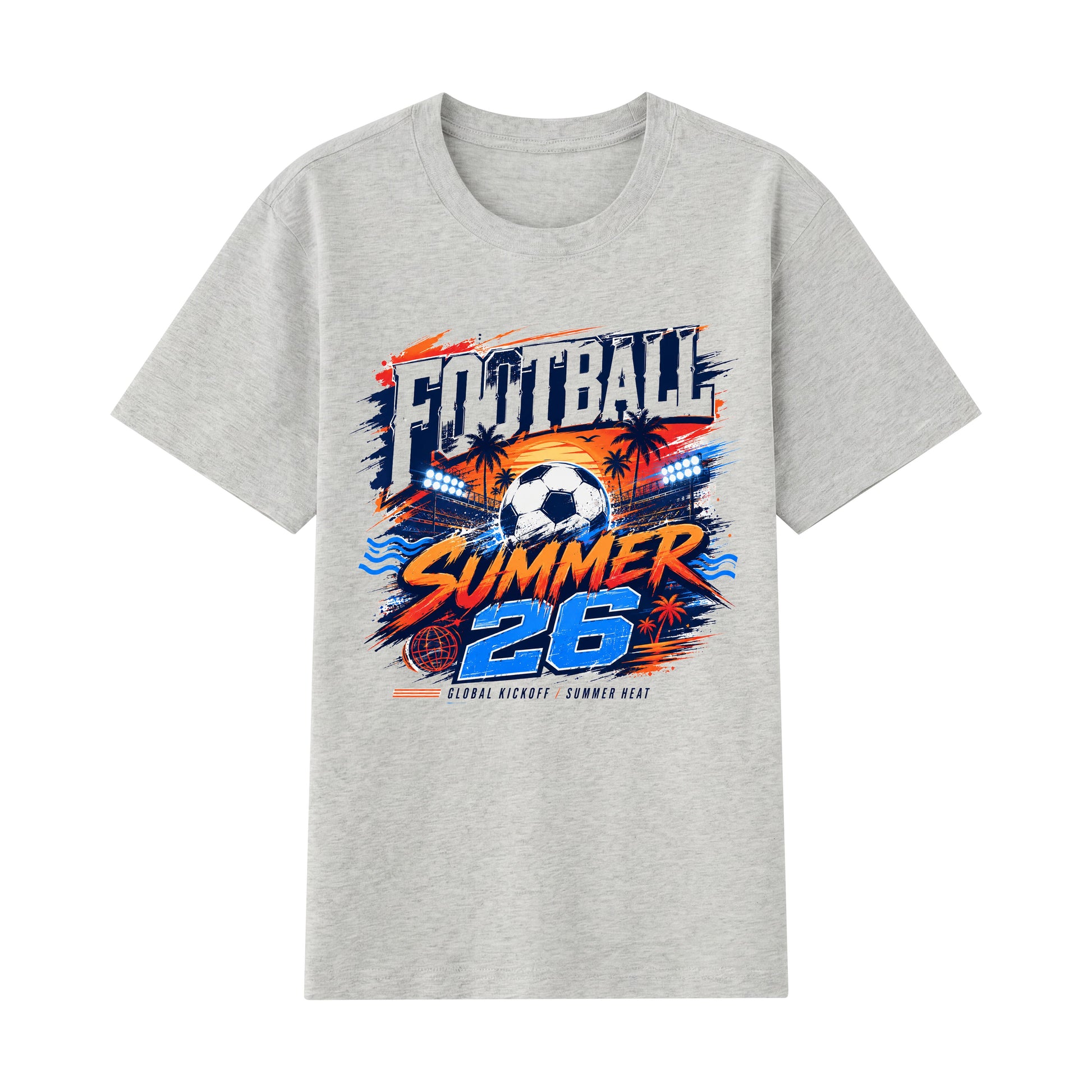 Football Summer 26 — Tropical Stadium Soccer Graphic T-Shirt | Premium 200gsm Cotton | 5 Colors ChromaBrite Clothing