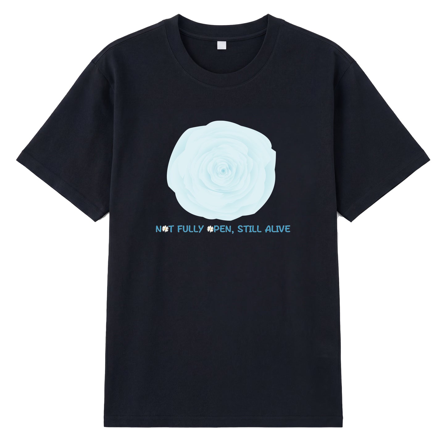 Alternate angle of black t恤 featuring NOT FULLY OPEN STILL ALIVE Staple Tee