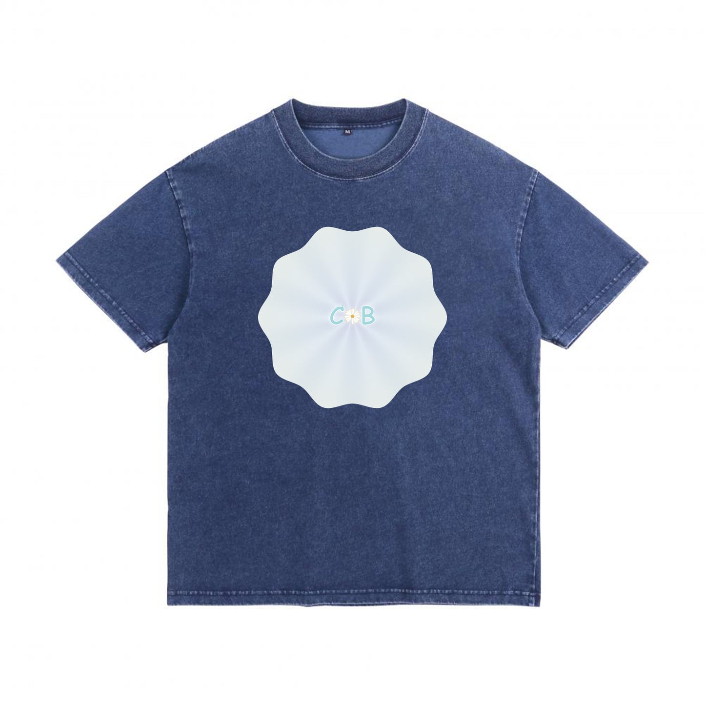Alternate angle of blue t恤 featuring PEARL SHELL BLOOM Denim Washed Tee
