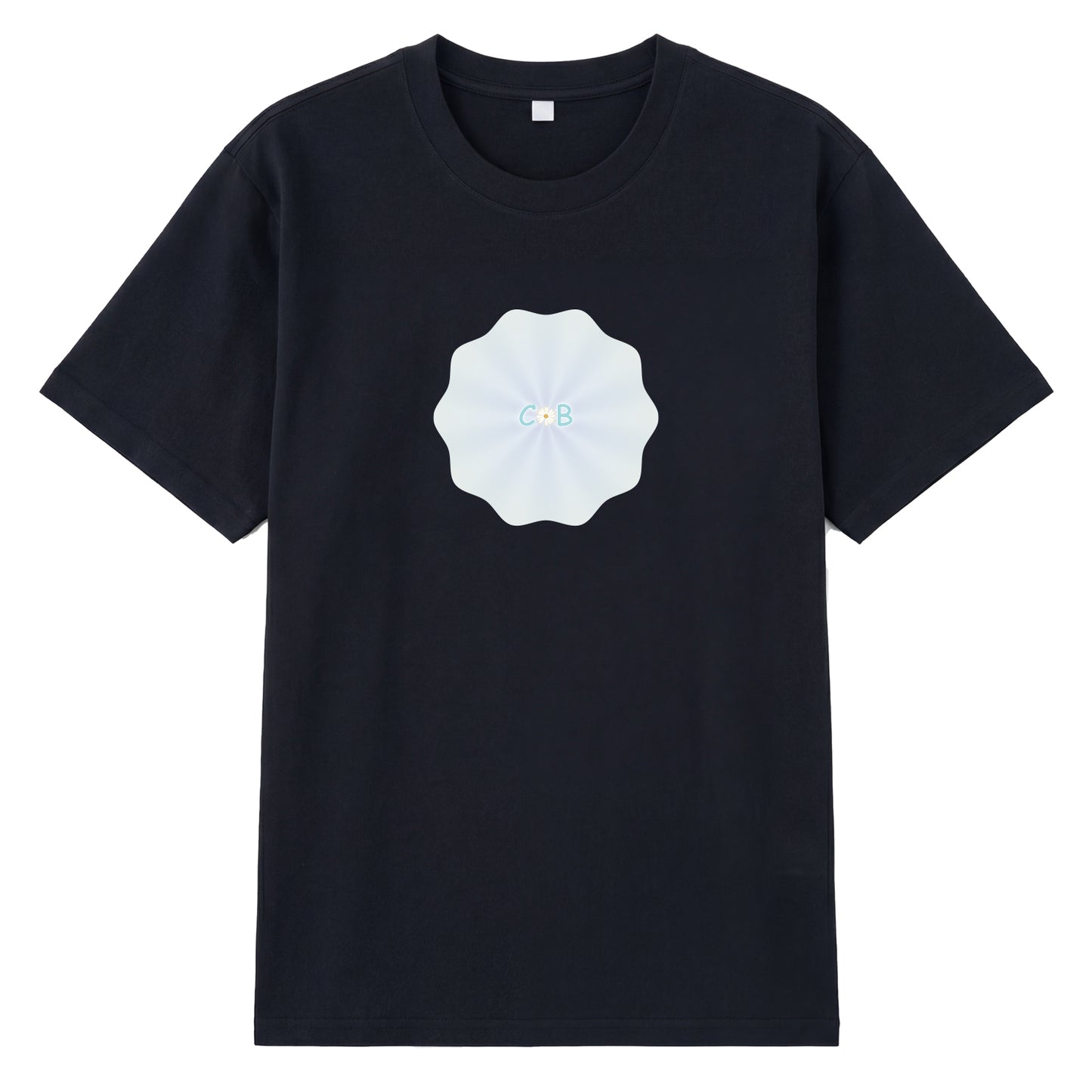 Alternate angle of black t恤 featuring PEARL SHELL BLOOM Staple Tee