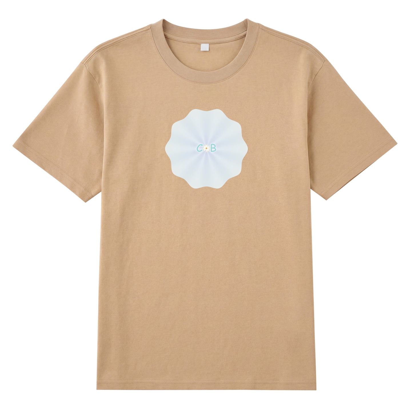Detail view of yellow t恤 featuring PEARL SHELL BLOOM Staple Tee