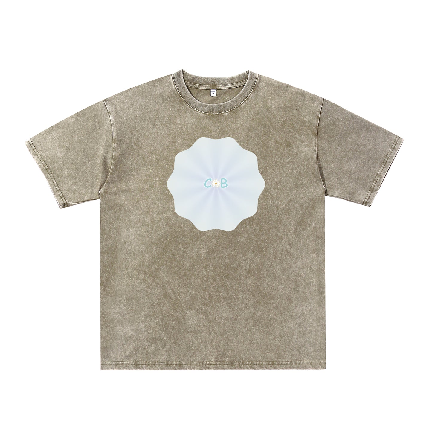 Front view of green t恤 featuring PEARL SHELL BLOOM Vintage Tee