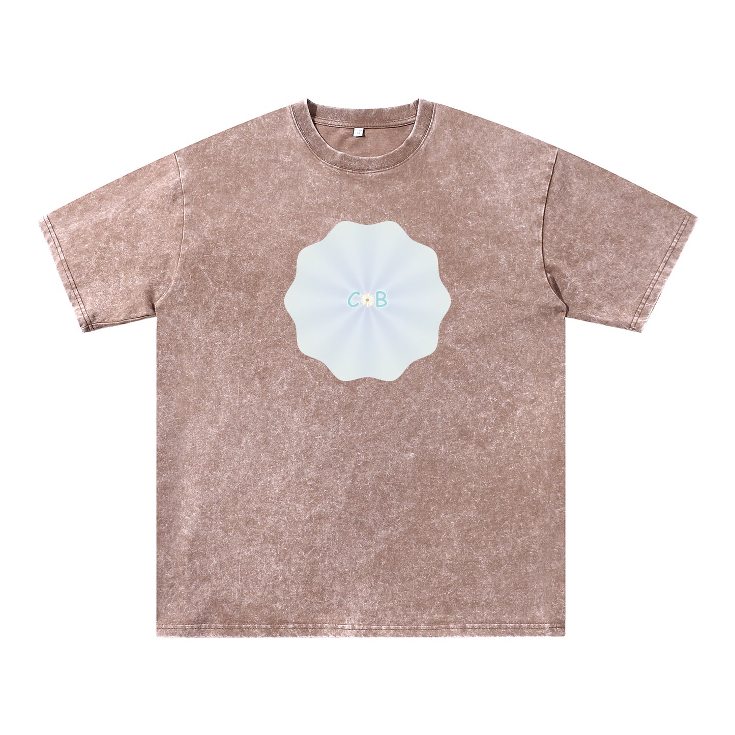 Detail view of brown t恤 featuring PEARL SHELL BLOOM Vintage Tee