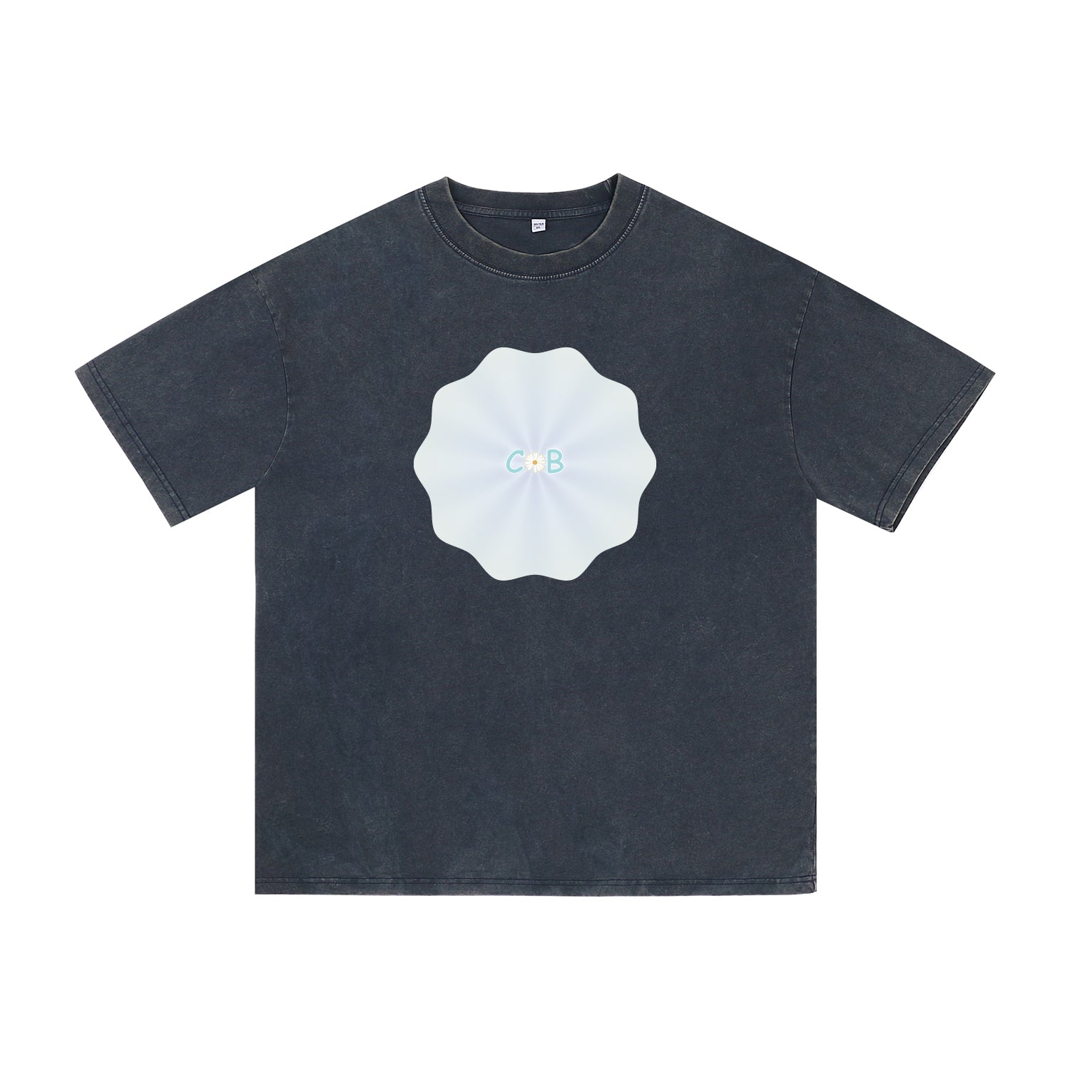 Detail view of blue t恤 featuring PEARL SHELL BLOOM Vintage Tee