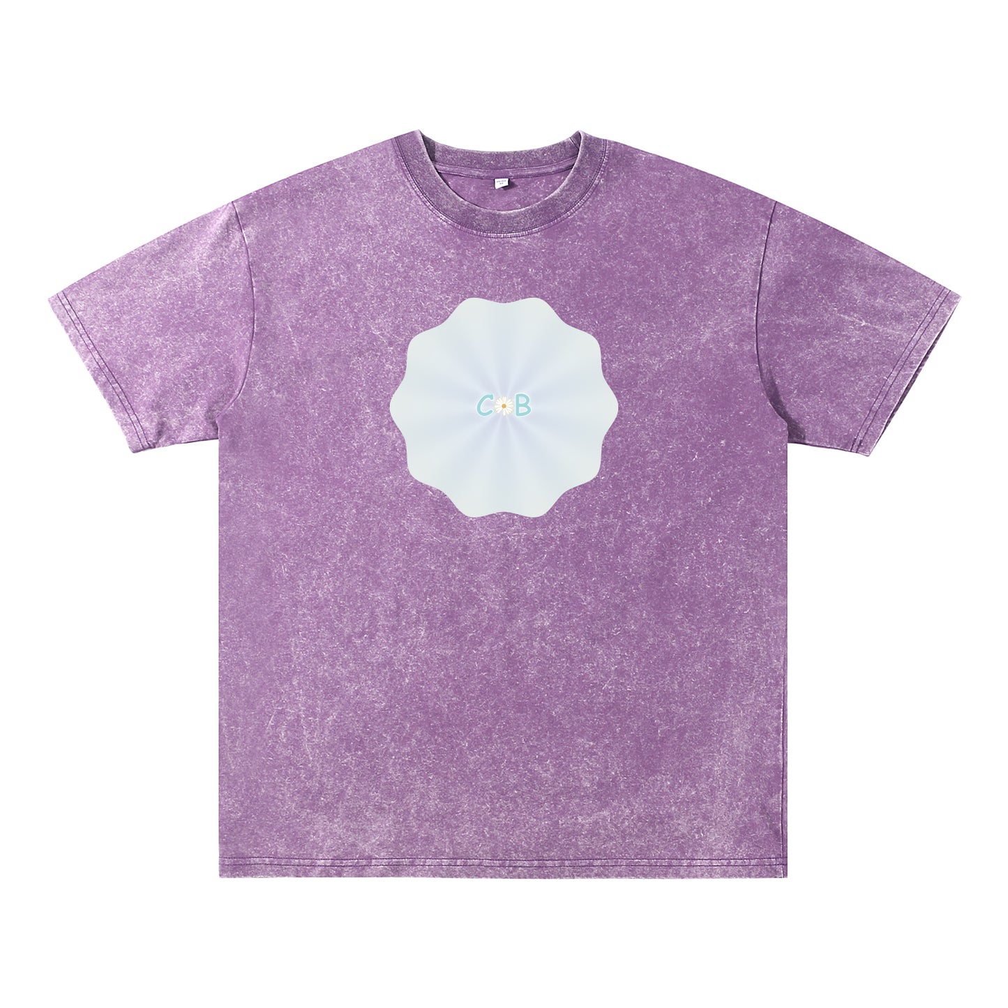 Detail view of purple t恤 featuring PEARL SHELL BLOOM Vintage Tee