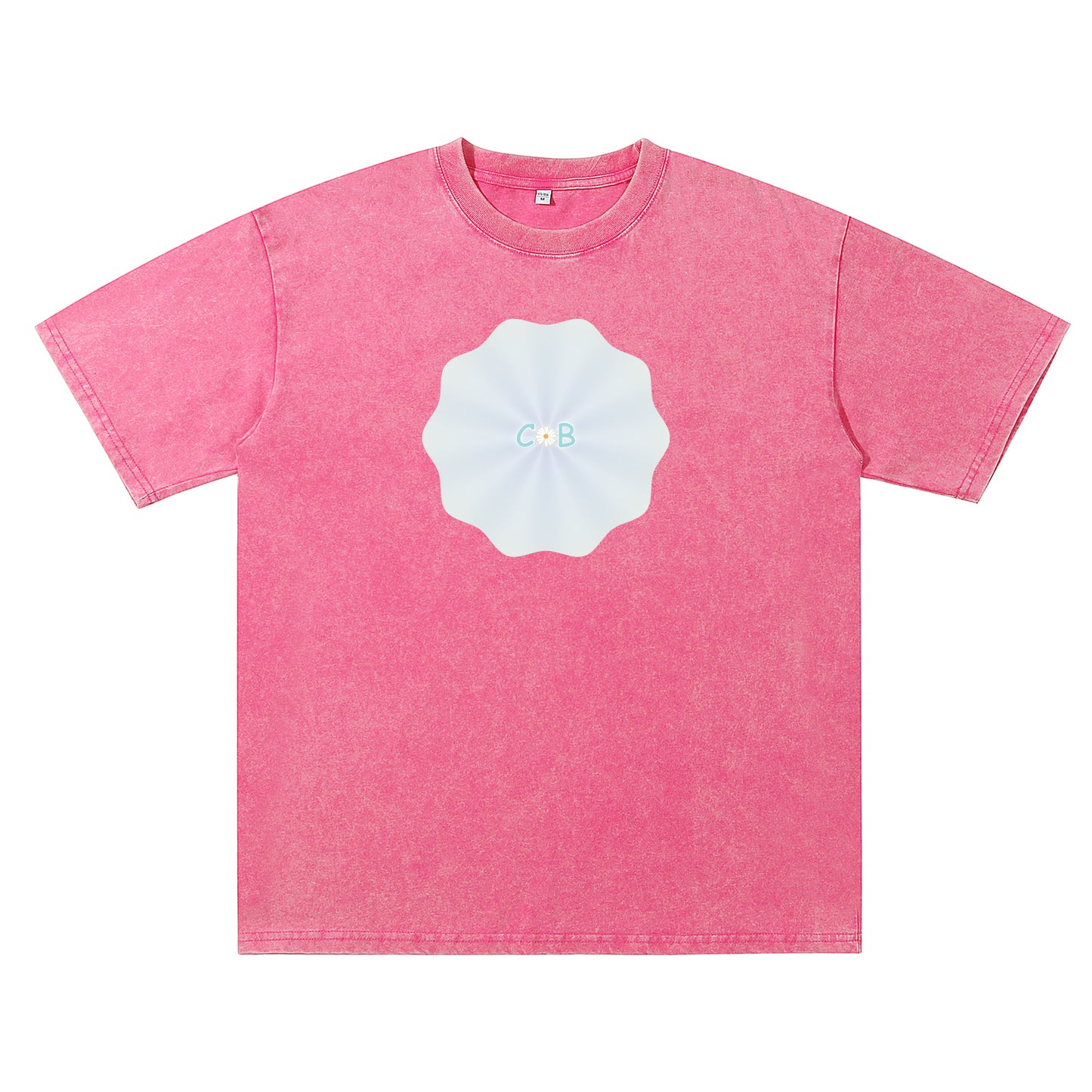 Detail view of red t恤 featuring PEARL SHELL BLOOM Vintage Tee