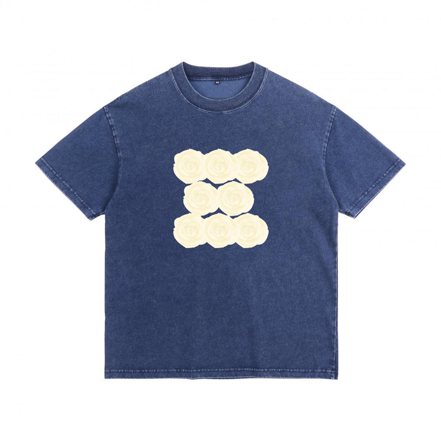 Alternate angle of blue t恤 featuring Sunlit Vanilla Rose Denim Washed Tee