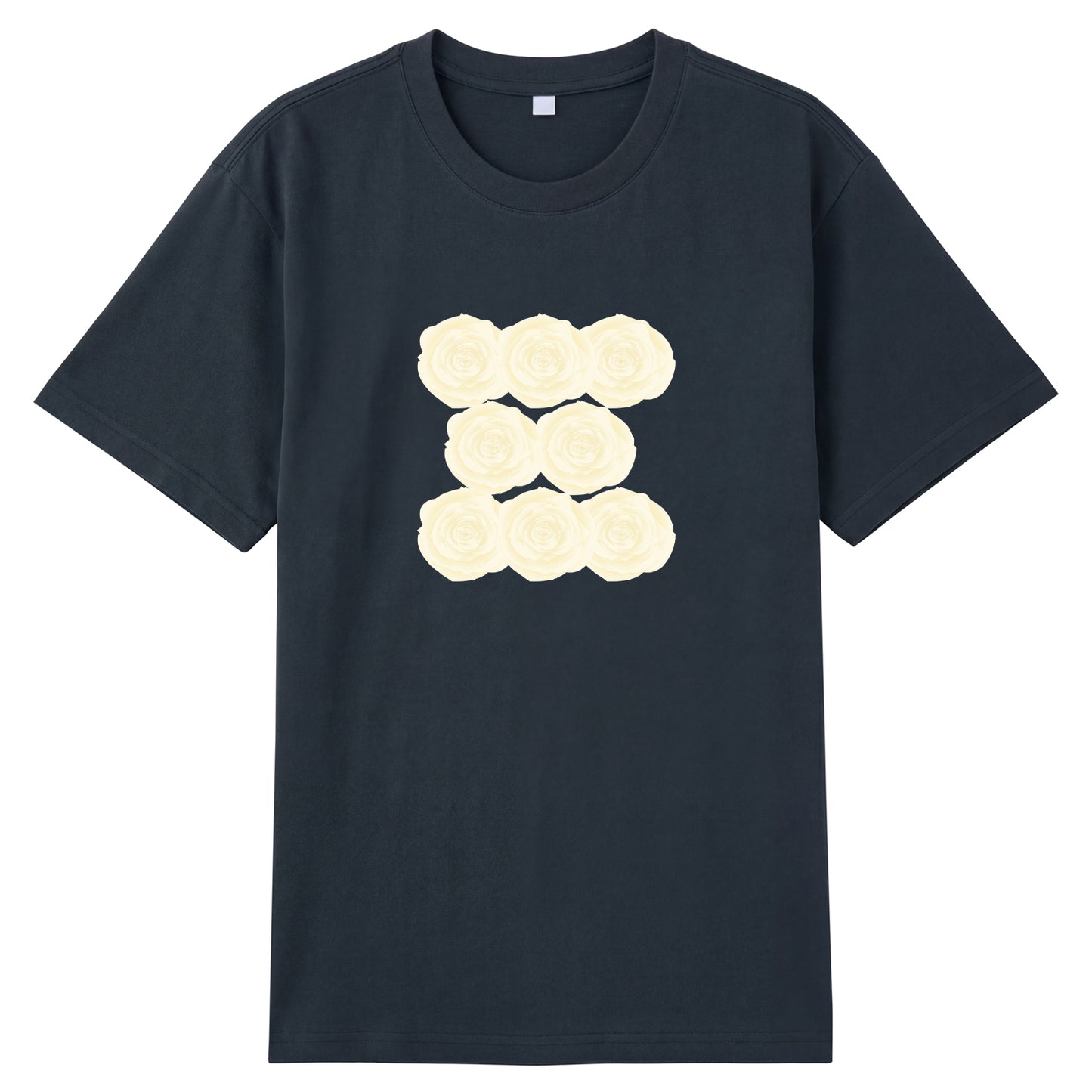 Detail view of gray t恤 featuring Sunlit Vanilla Rose Staple Tee - 展示3