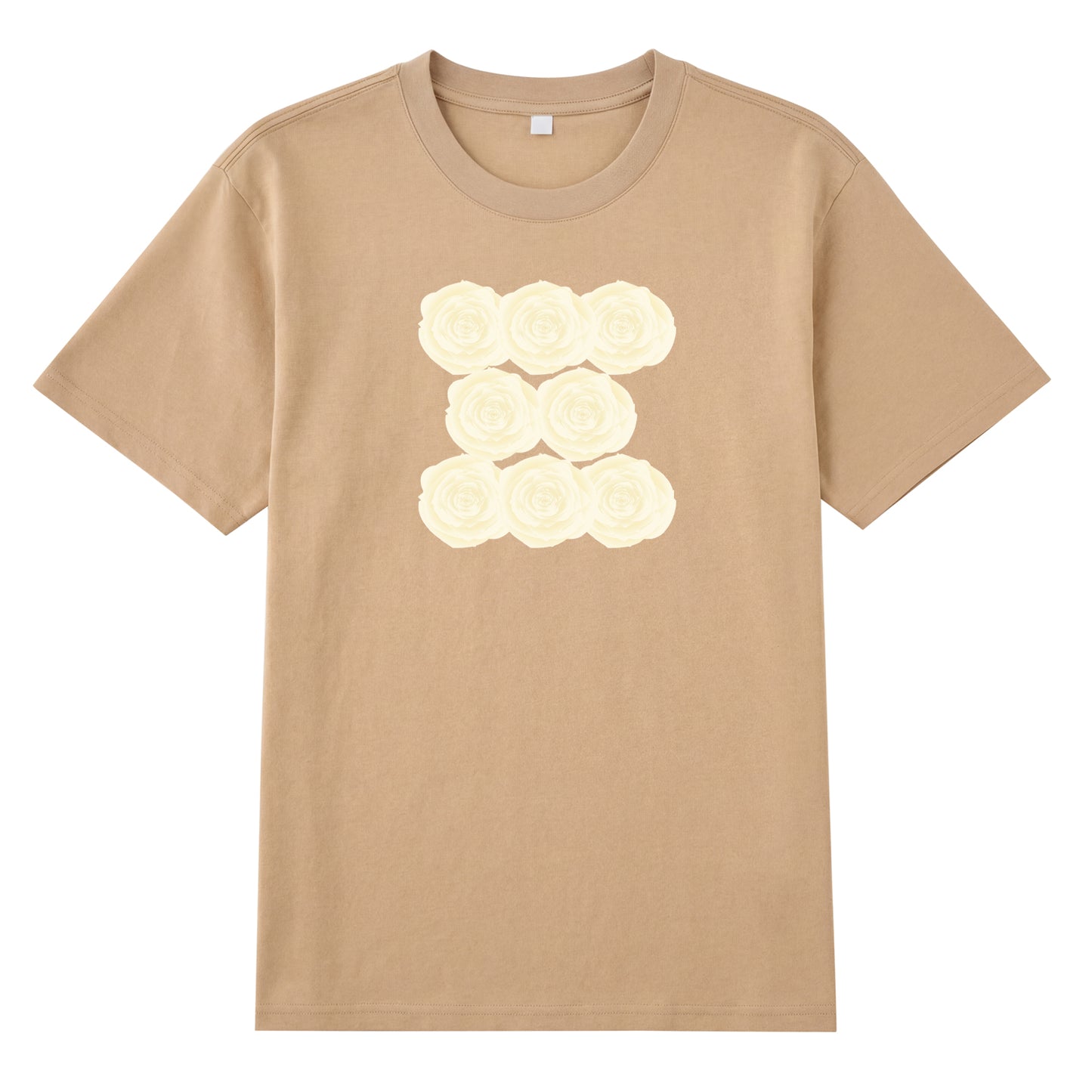 Detail view of yellow t恤 featuring Sunlit Vanilla Rose Staple Tee