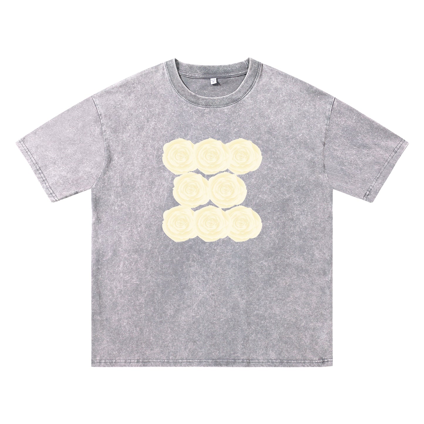Detail view of gray t恤 featuring Sunlit Vanilla Rose Vintage Tee