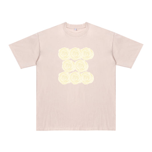 Front view of t恤 featuring Sunlit Vanilla Rose Vintage Tee - 展示2