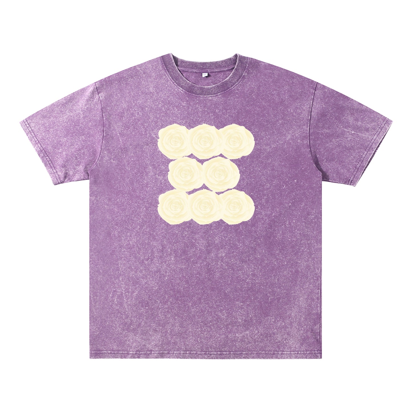 Detail view of purple t恤 featuring Sunlit Vanilla Rose Vintage Tee