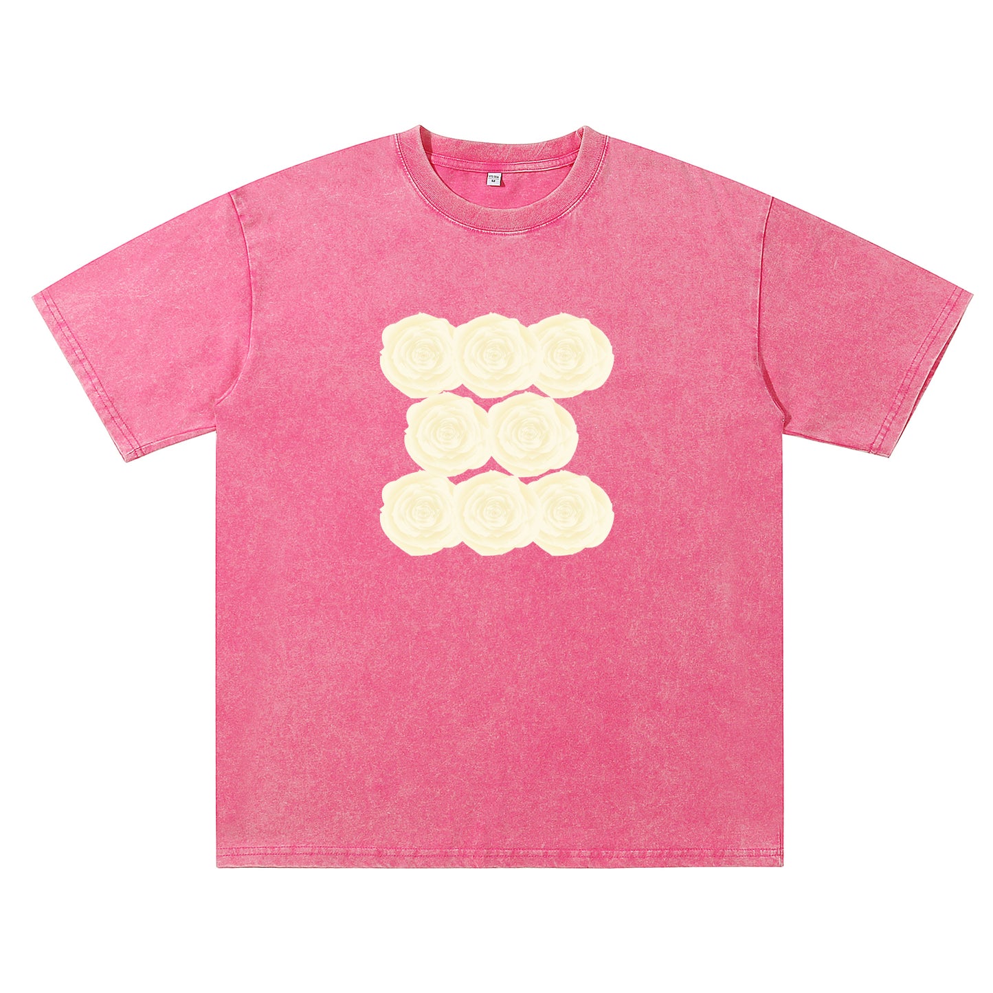 Detail view of red t恤 featuring Sunlit Vanilla Rose Vintage Tee - 展示2