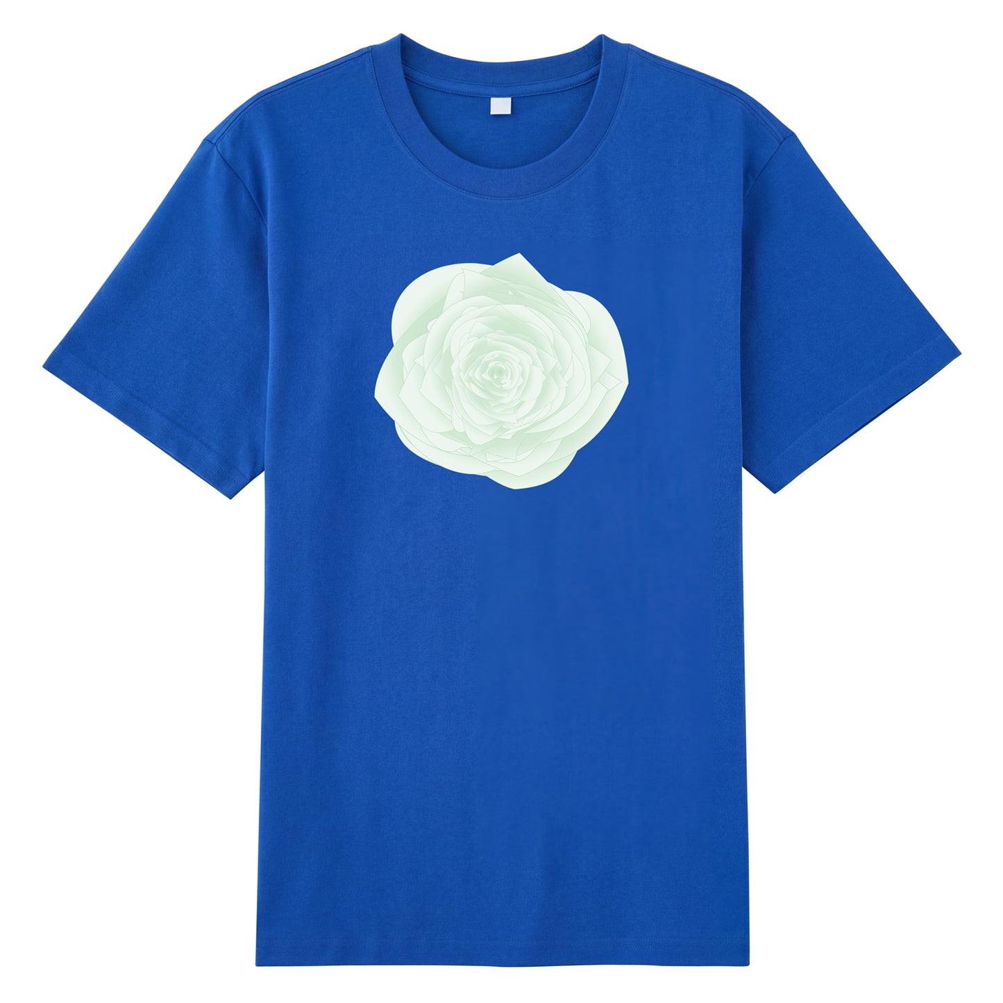 Detail view of blue t恤 featuring WILDWOOD ROSE Staple Tee