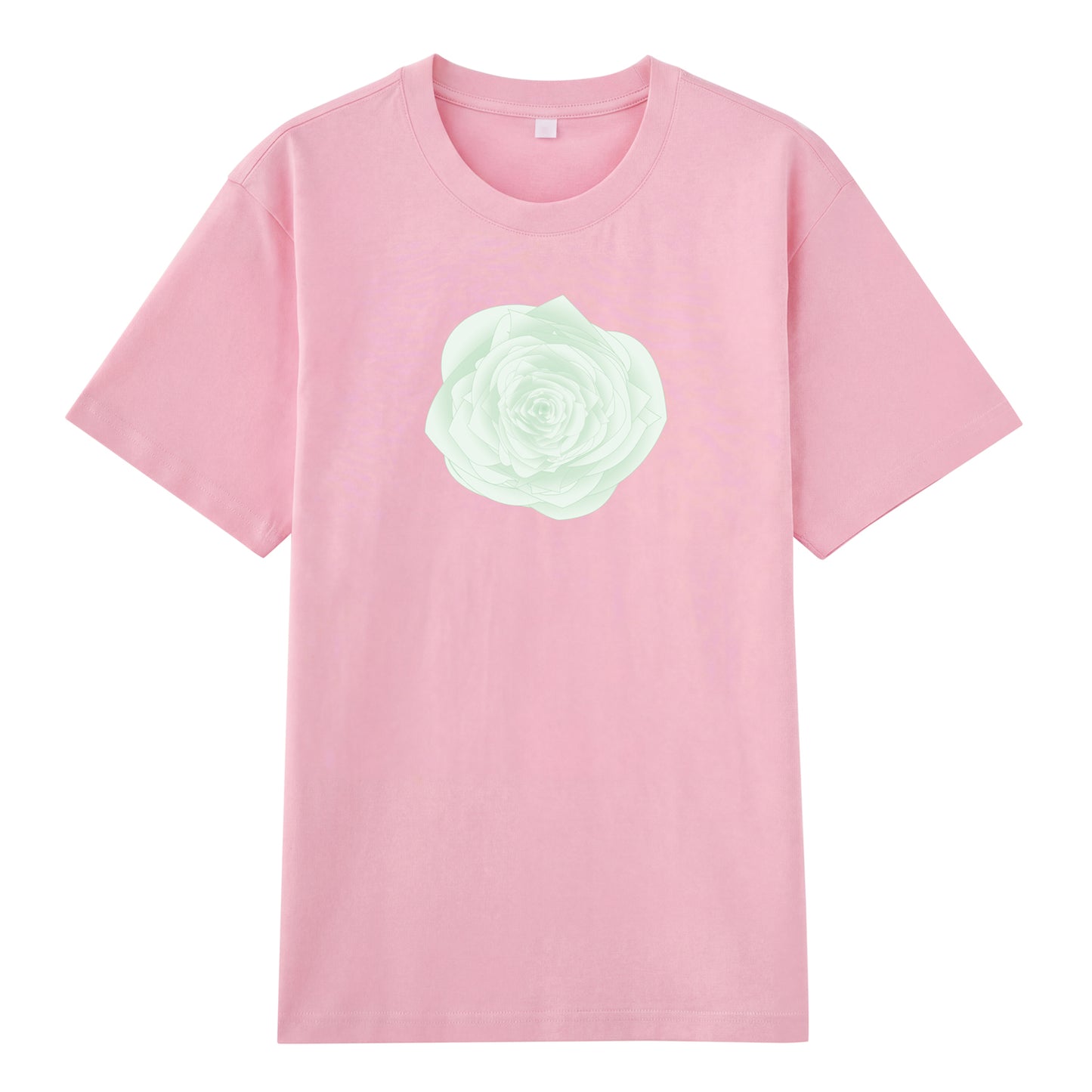 Detail view of pink t恤 featuring WILDWOOD ROSE Staple Tee