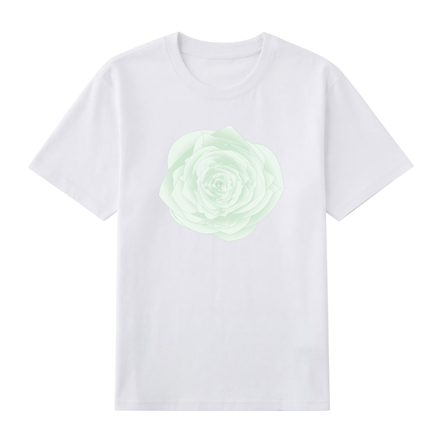 Front view of white t恤 featuring WILDWOOD ROSE Staple Tee