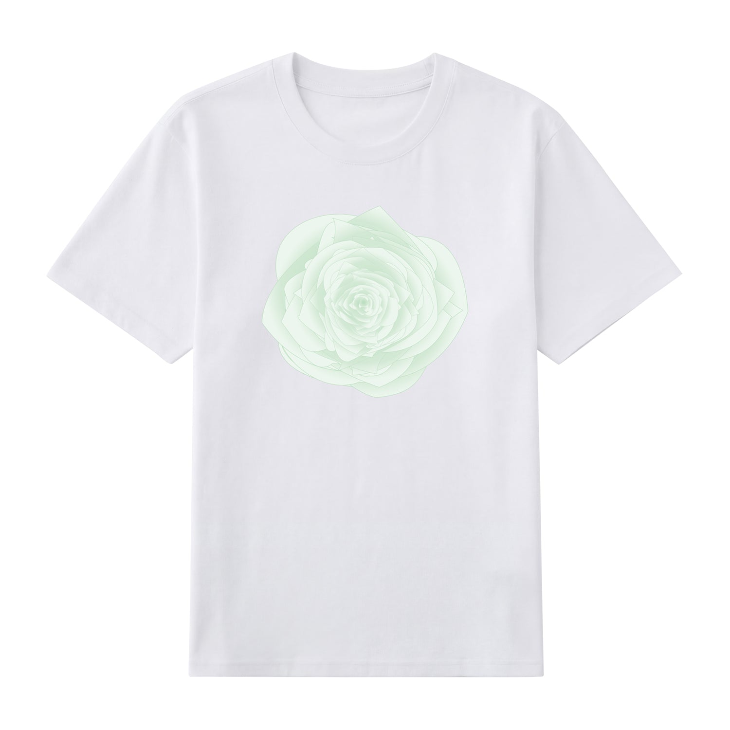 Front view of white t恤 featuring WILDWOOD ROSE Staple Tee