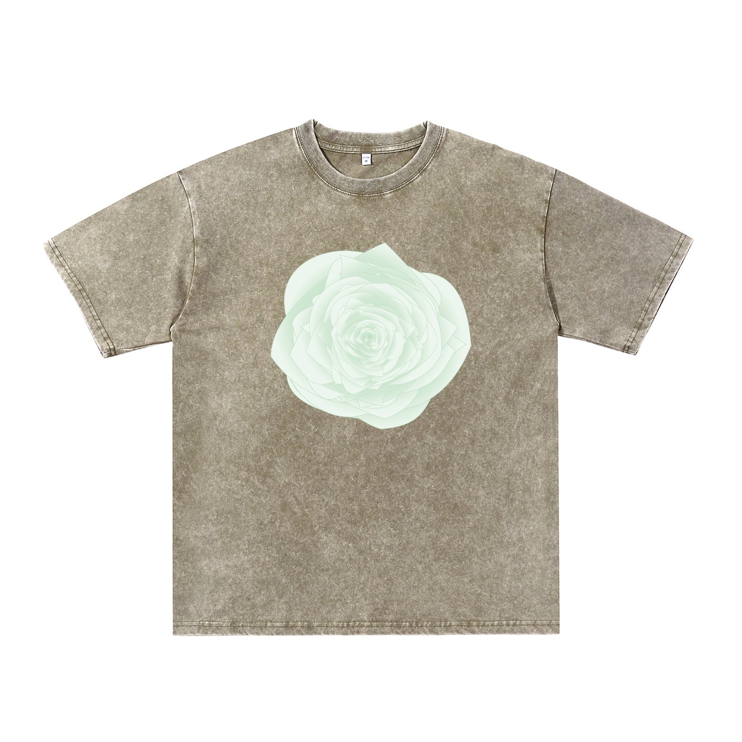 Detail view of green t恤 featuring WILDWOOD ROSE Vintage Tee