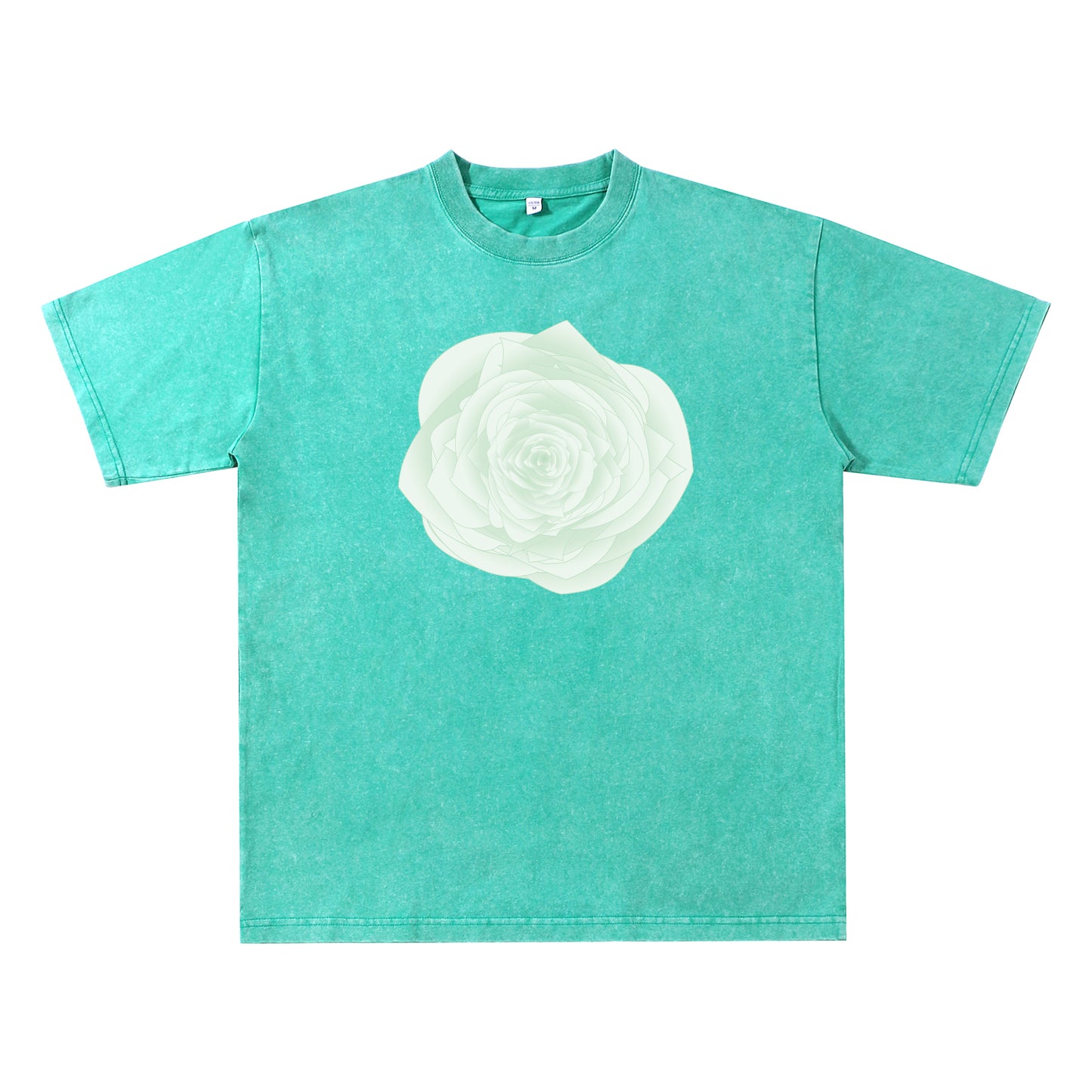 Detail view of green t恤 featuring WILDWOOD ROSE Vintage Tee