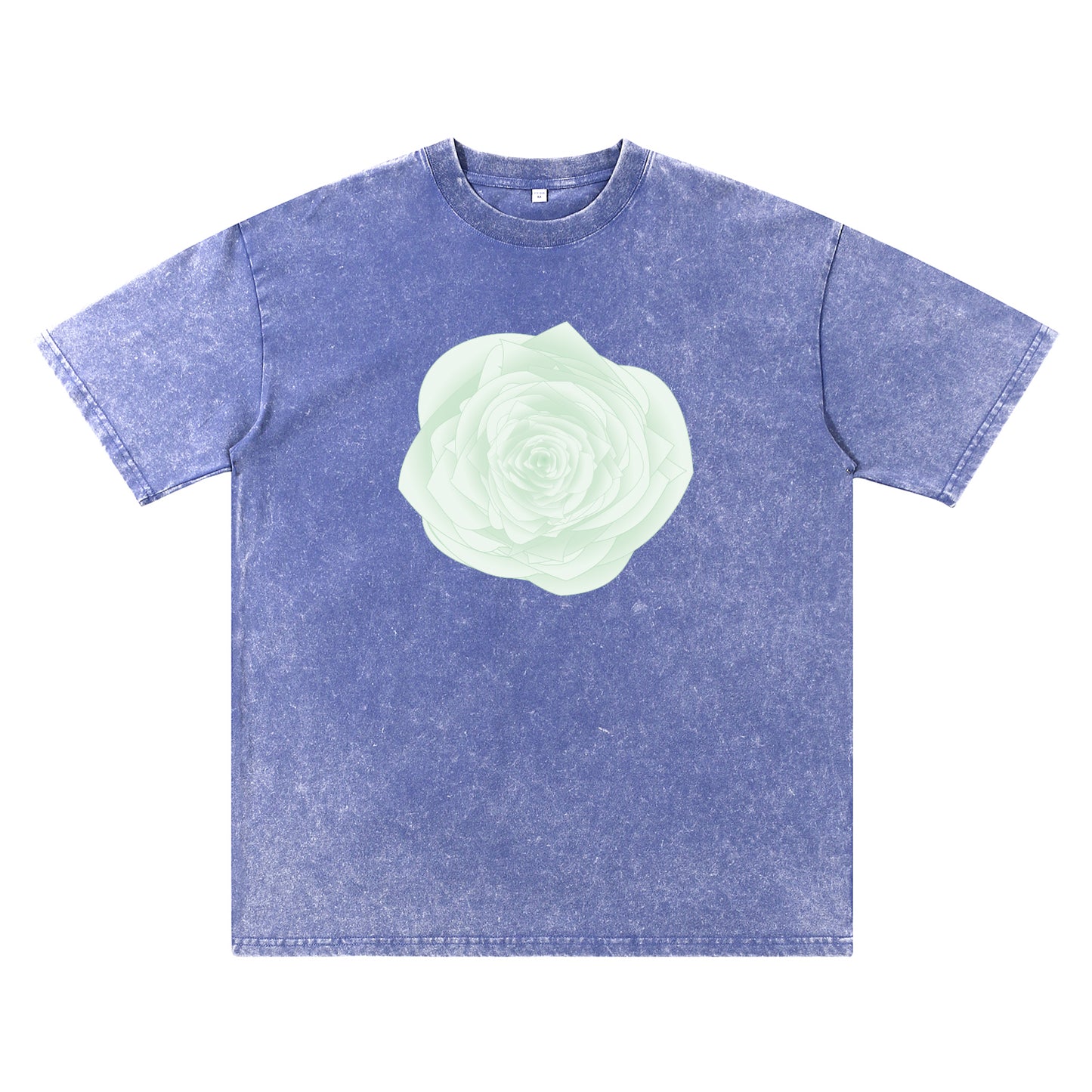 Detail view of blue t恤 featuring WILDWOOD ROSE Vintage Tee
