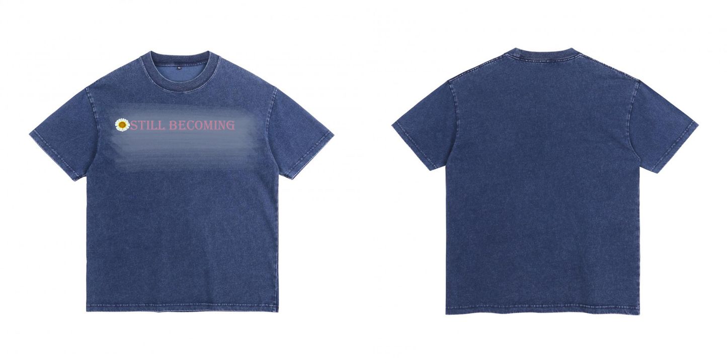 Still Becoming Denim-Effect Washed Tee