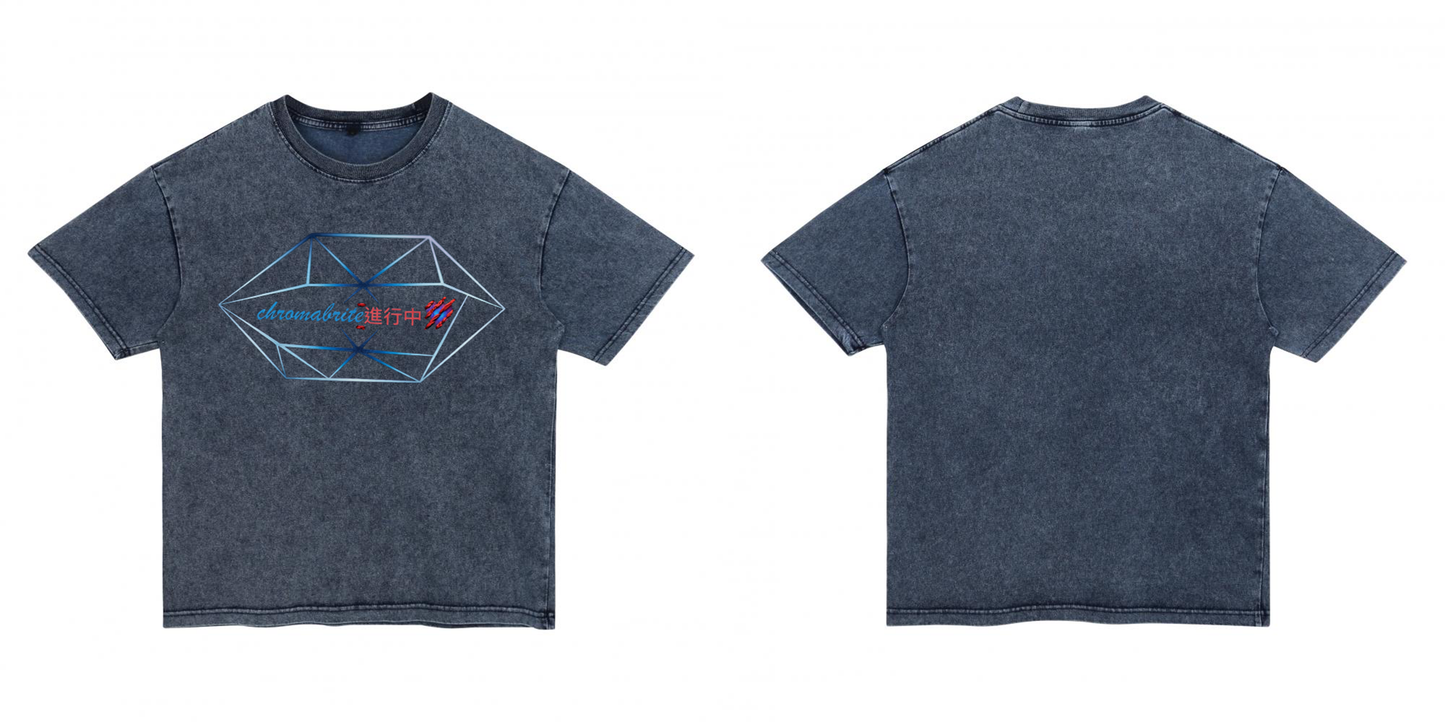 ChromaBrite "进行中" Prism Oversized Acid Tee | 230g Denim-Effect Washed Cotton ChromaBrite Clothing