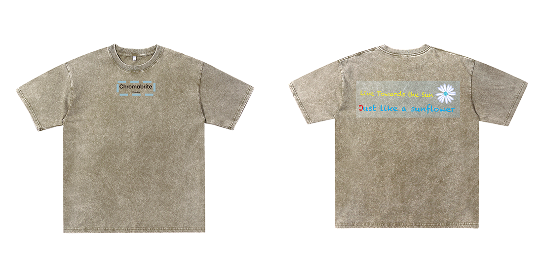ChromaBrite Vintage Acid-Wash Oversized Graphic T-Shirt – "進行中" Wireframe Polyhedron Streetwear Unisex Tee ChromaBrite Clothing