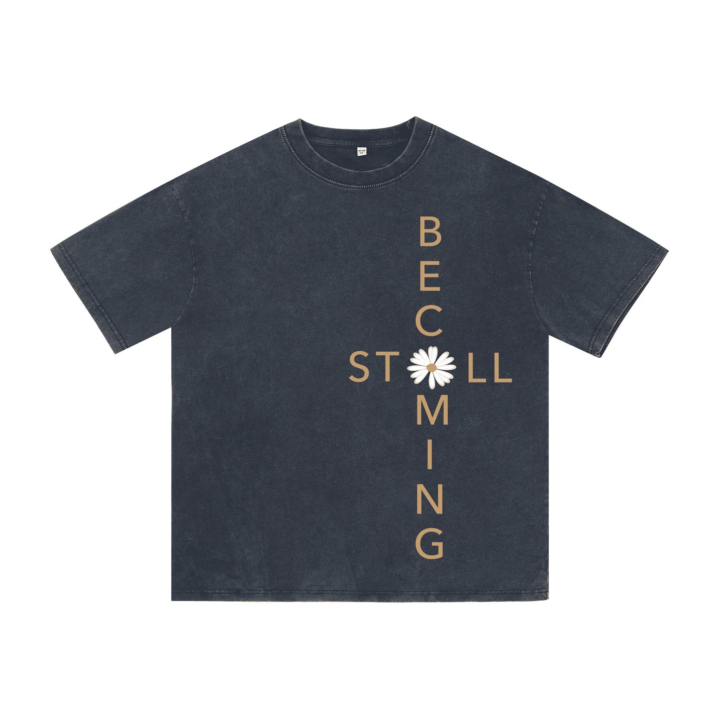 Chromabrite Oversized Acid Wash T-Shirt – "Still Becoming" Daisy Graphic Print Crew Neck Streetwear Tee ChromaBrite Clothing