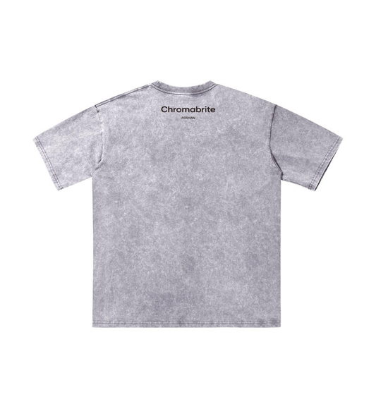 Chromabrite Vintage Mineral-Wash Oversized Graphic T-Shirt – "I'm Not A Morning Person" Cute Cat Coffee Print Streetwear Tee