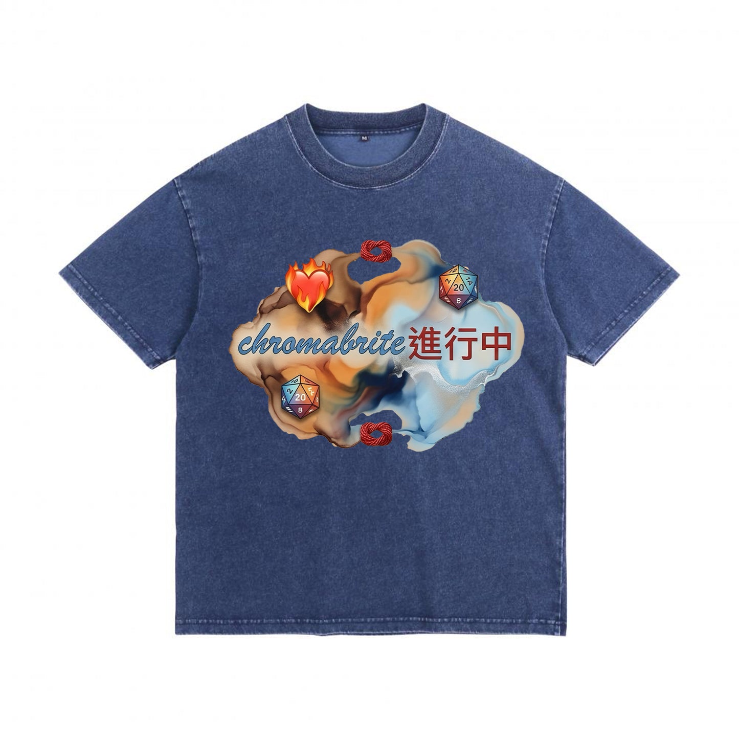 Front view of blue t恤 featuring Colorful CB Denim Washed Tee - 展示2