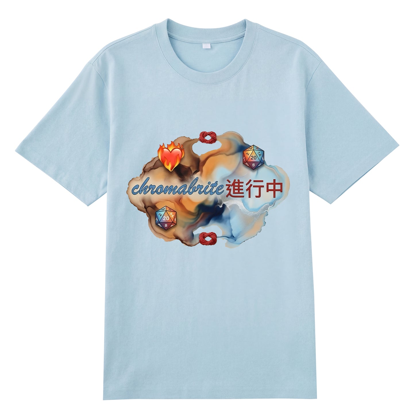Detail view of blue t恤 featuring Colorful CB Staple Tee
