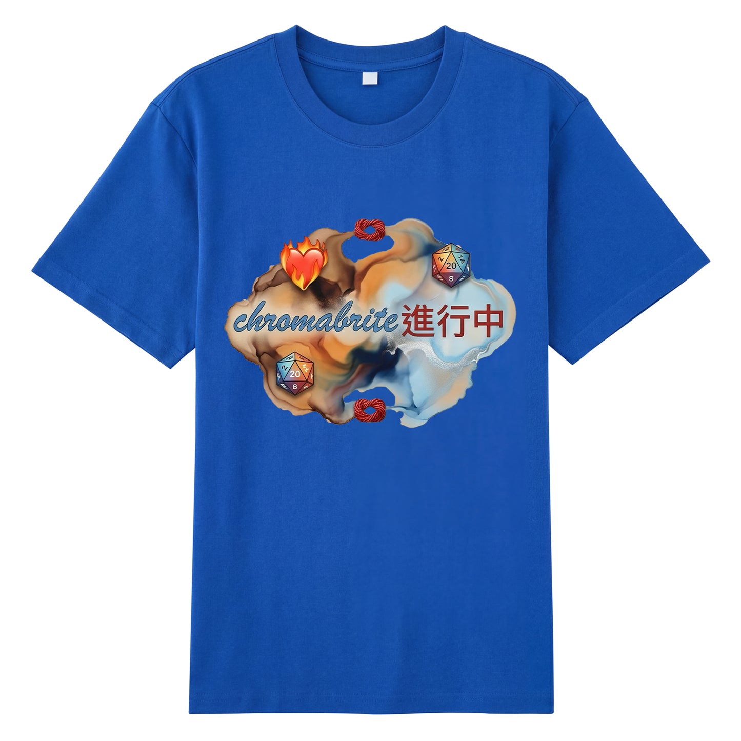 Detail view of blue t恤 featuring Colorful CB Staple Tee