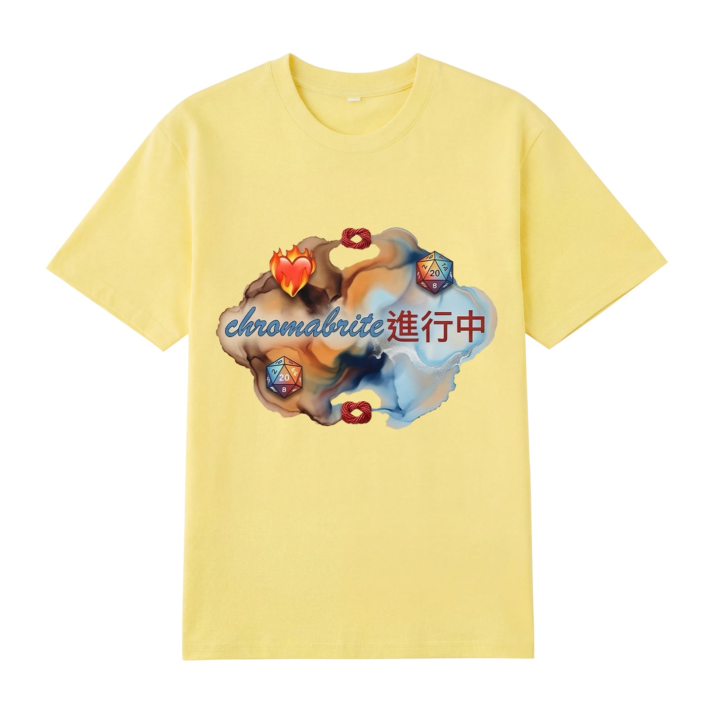 Detail view of yellow t恤 featuring Colorful CB Staple Tee
