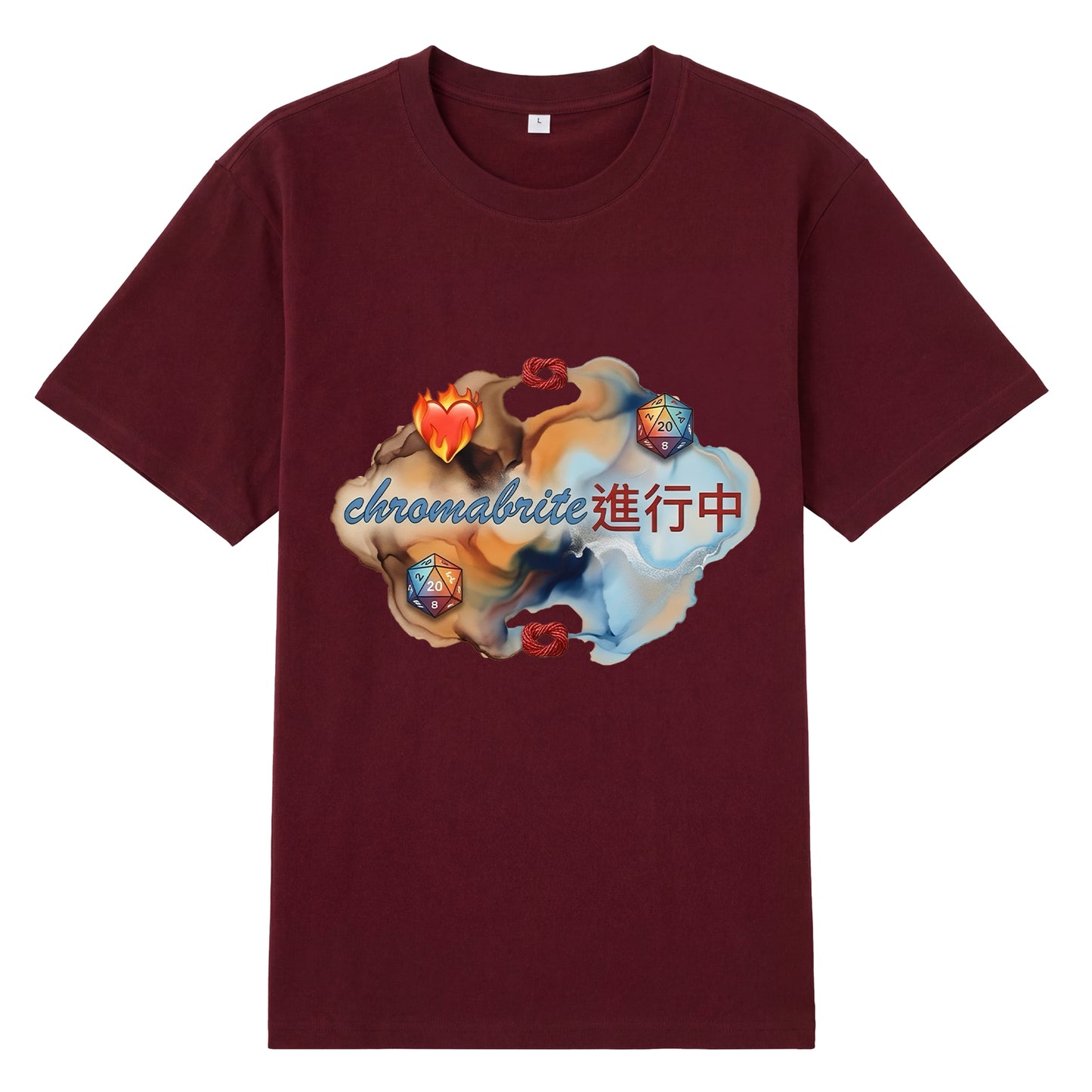 Detail view of red t恤 featuring Colorful CB Staple Tee