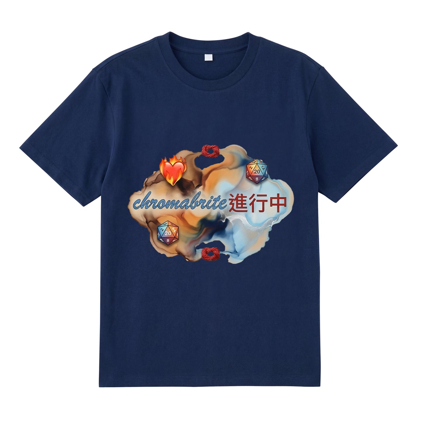 Detail view of navy t恤 featuring Colorful CB Staple Tee