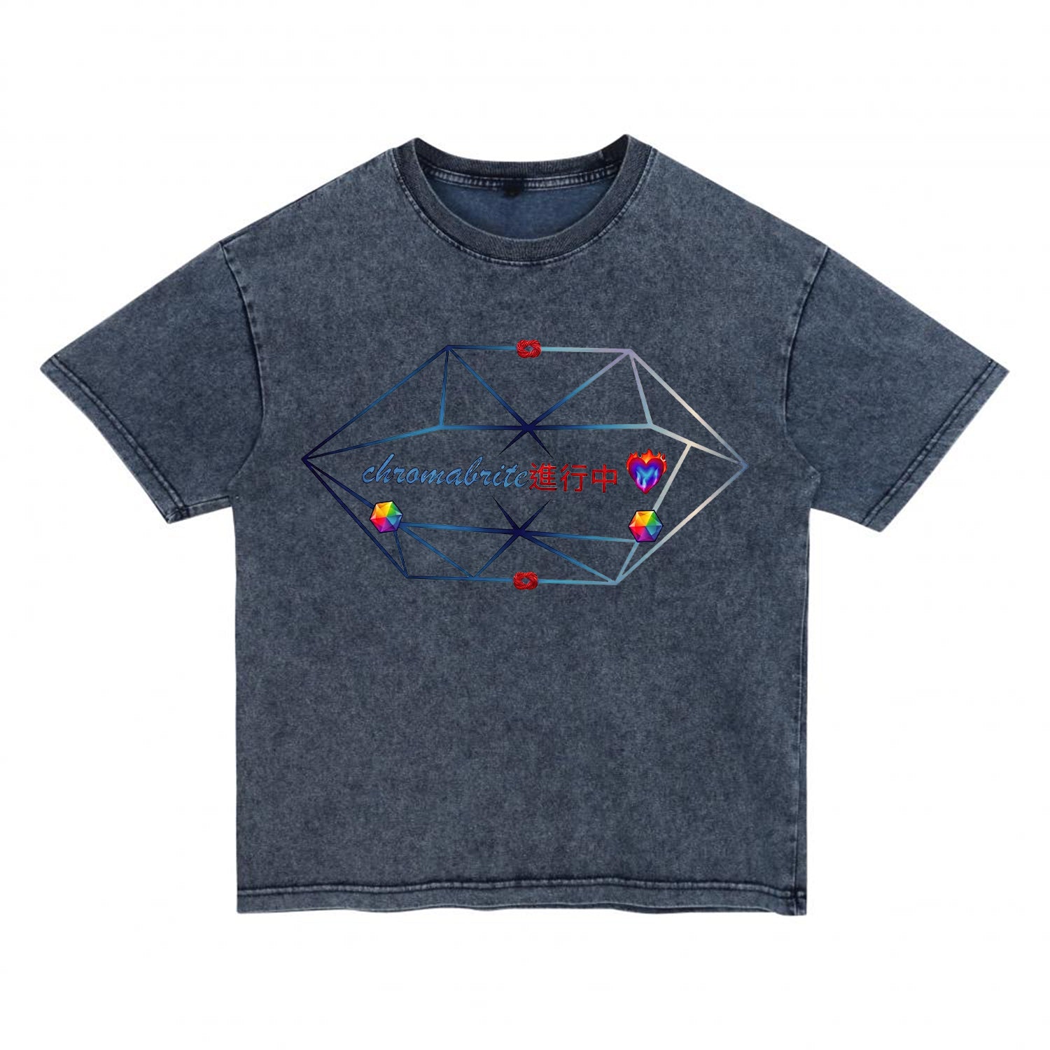 Front view of blue t恤 featuring Chromabrite Breath Denim Washed Tee