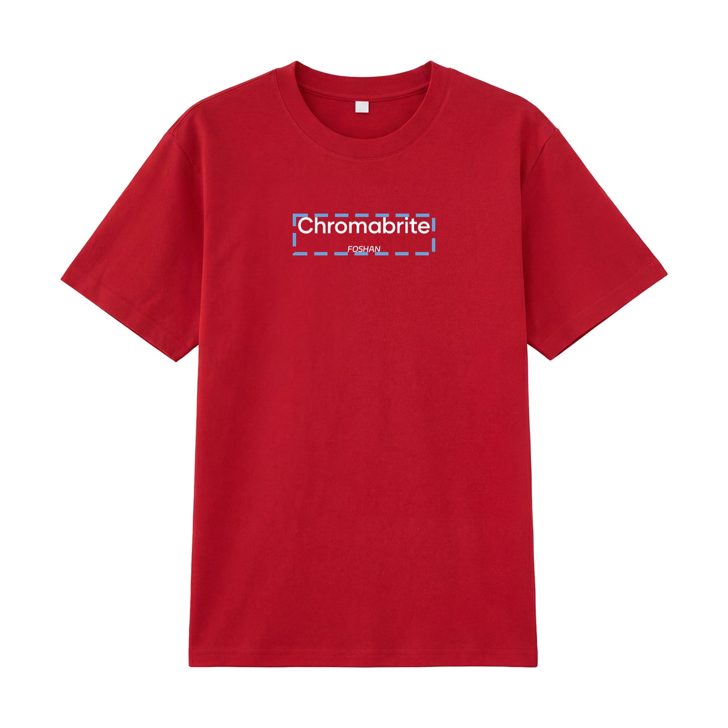 Alternate angle of red t恤 featuring ChromaBrite Foshan Staple Tee