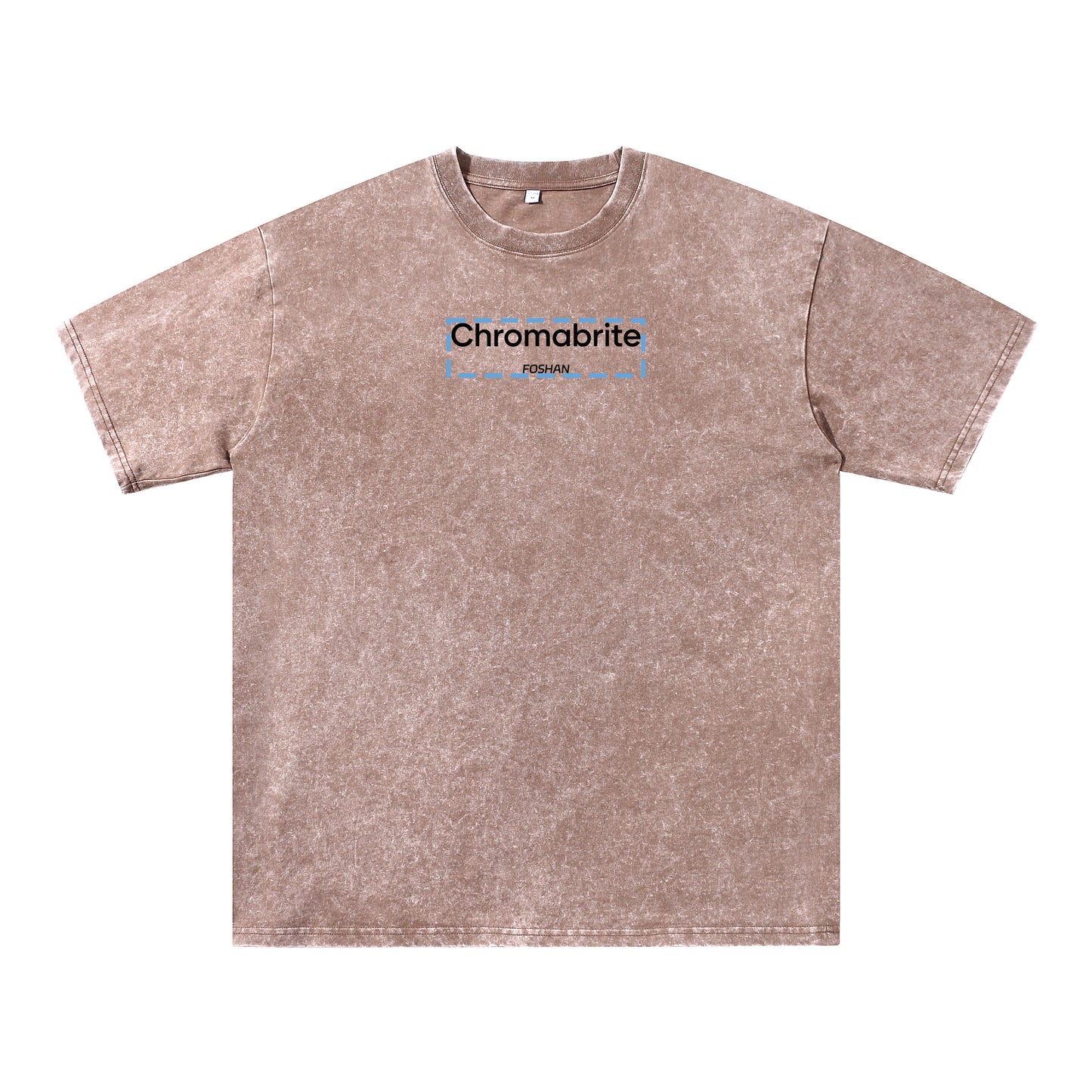 Detail view of brown t恤 featuring ChromaBrite Foshan Vintage Tee