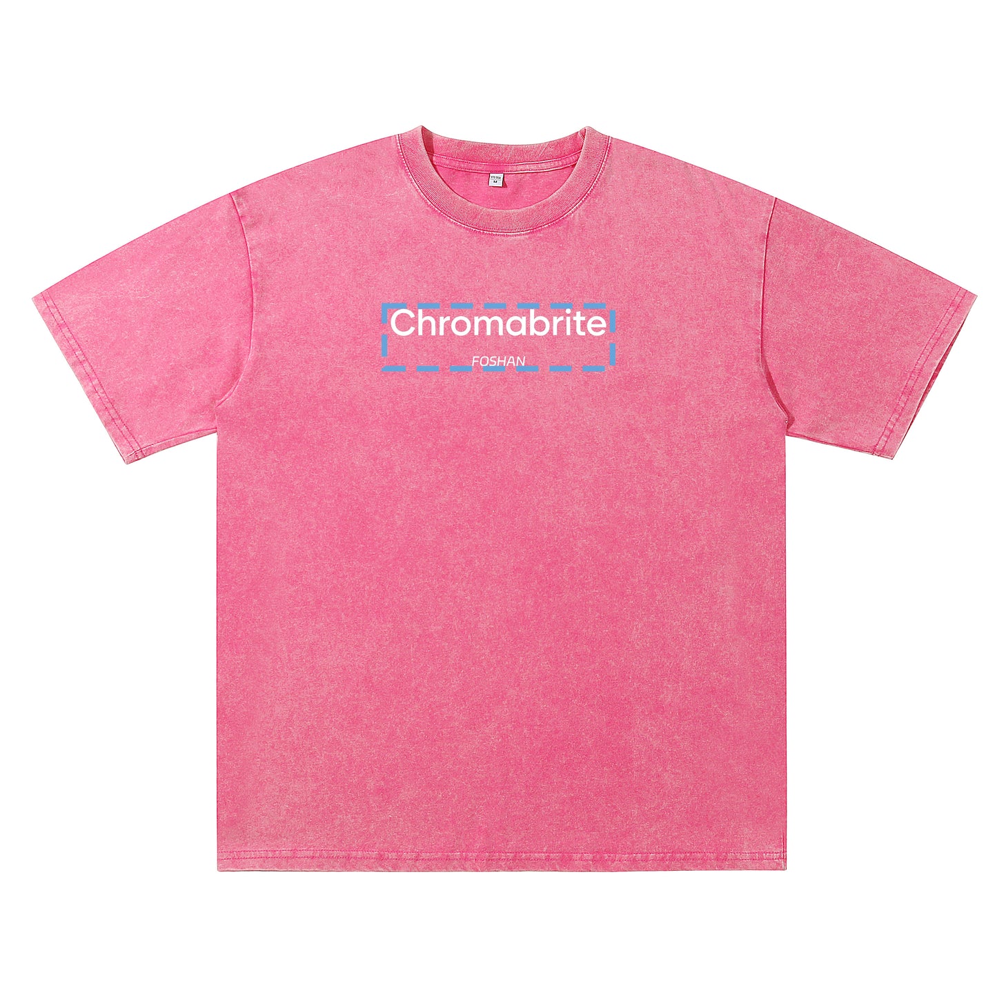 Detail view of red t恤 featuring ChromaBrite Foshan Vintage Tee
