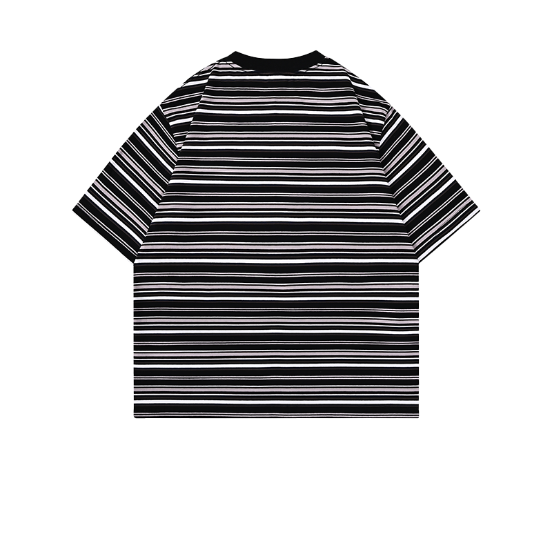 Classic Stripe T-Shirt 200GSM | Relaxed Drop-Shoulder | Dark Grey Essential Tee ChromaBrite Clothing - 展示4