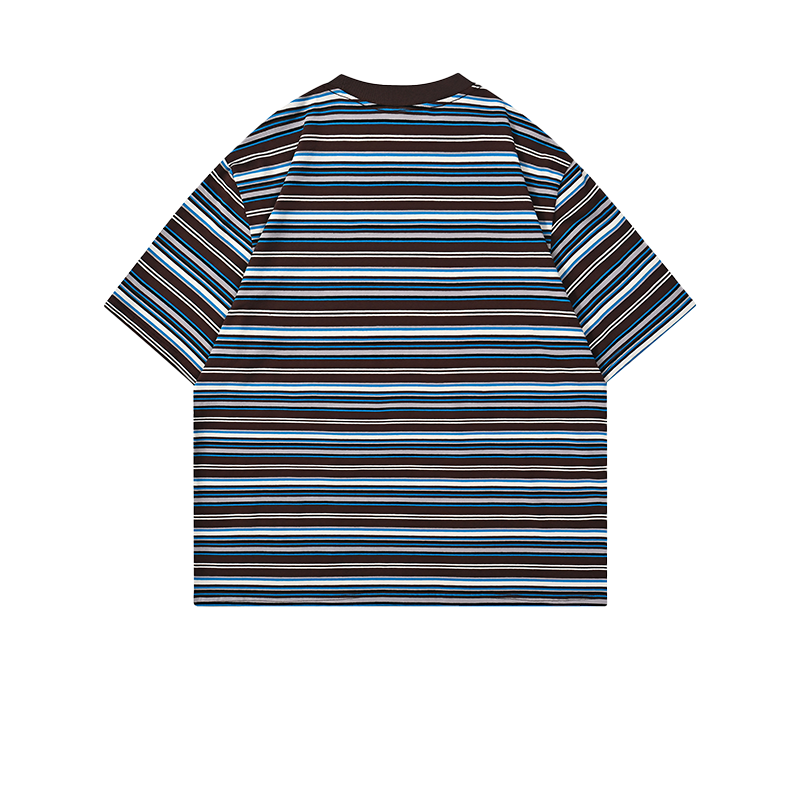 Classic Stripe T-Shirt 200GSM | Relaxed Drop-Shoulder | Dark Grey Essential Tee ChromaBrite Clothing - 展示3