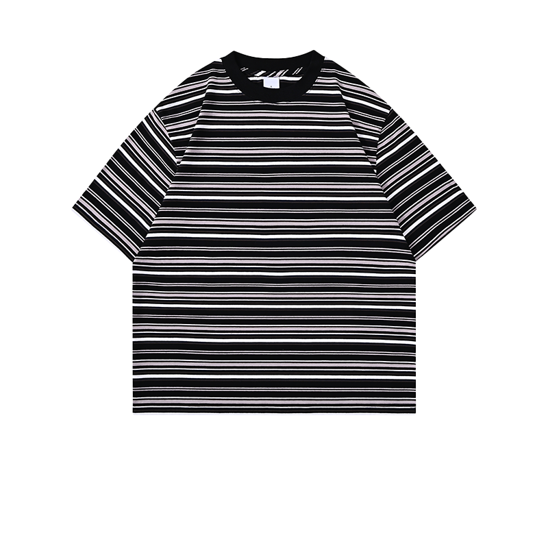 Classic Stripe T-Shirt 200GSM | Relaxed Drop-Shoulder | Dark Grey Essential Tee ChromaBrite Clothing
