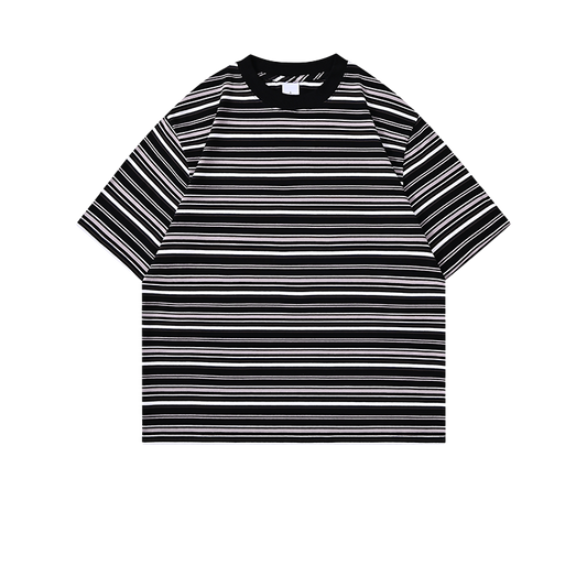 Classic Stripe T-Shirt 200GSM | Relaxed Drop-Shoulder | Dark Grey Essential Tee ChromaBrite Clothing