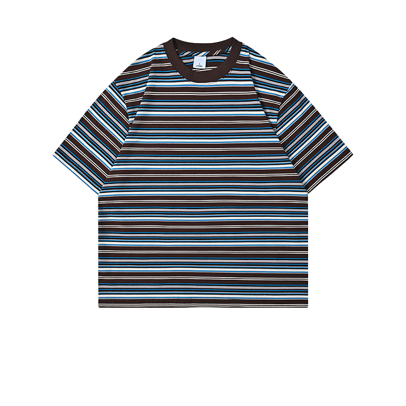 Classic Stripe T-Shirt 200GSM | Relaxed Drop-Shoulder | Dark Grey Essential Tee ChromaBrite Clothing - 展示2